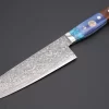 Mr. Itou “Luna Series” R-2 Custom Damascus Santoku 170mm (6.6 Inch, "Custom Combination Handle(Turquoise Gem-Composite Stone/Blue Color Camel Bone/Ironwood)" (IT-162)