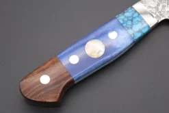 Mr. Itou “Luna Series” R-2 Custom Damascus Santoku 170mm (6.6 Inch, "Custom Combination Handle(Turquoise Gem-Composite Stone/Blue Color Camel Bone/Ironwood)" (IT-162) -Knife Sale Shop mr itou santoku mr itou luna series r 2 custom damascus santoku 170mm 6 6 inch custom combination handle turquoise gem composite stone blue color camel bone ironwood it 162 3984674701 scaled