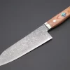 Mr. Itou “Luna Series” R-2 Custom Damascus Santoku 170mm (6.6 Inch, Brown Wood-Micarta Handle (IT-188A)