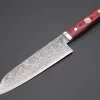 Mr. Itou “Luna Series” R-2 Custom Damascus Santoku 170mm (6.6 Inch, Red Wood-Micarta Handle (IT-189B)