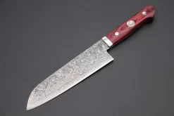 Mr. Itou “Luna Series” R-2 Custom Damascus Santoku 170mm (6.6 Inch, Red Wood-Micarta Handle (IT-189B)