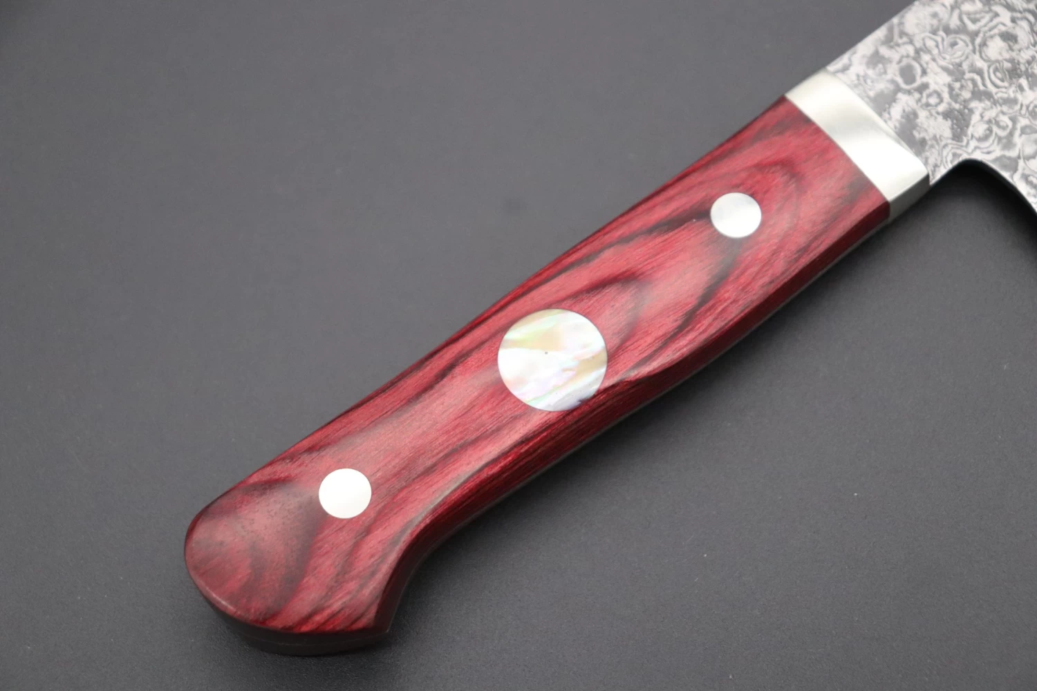 Mr. Itou “Luna Series” R-2 Custom Damascus Santoku 170mm (6.6 Inch, Red Wood-Micarta Handle (IT-189B) 6 Mr. Itou “Luna Series” R-2 Custom Damascus Santoku 170mm (6.6 Inch, Red Wood-Micarta Handle (IT-189B) - Image 6