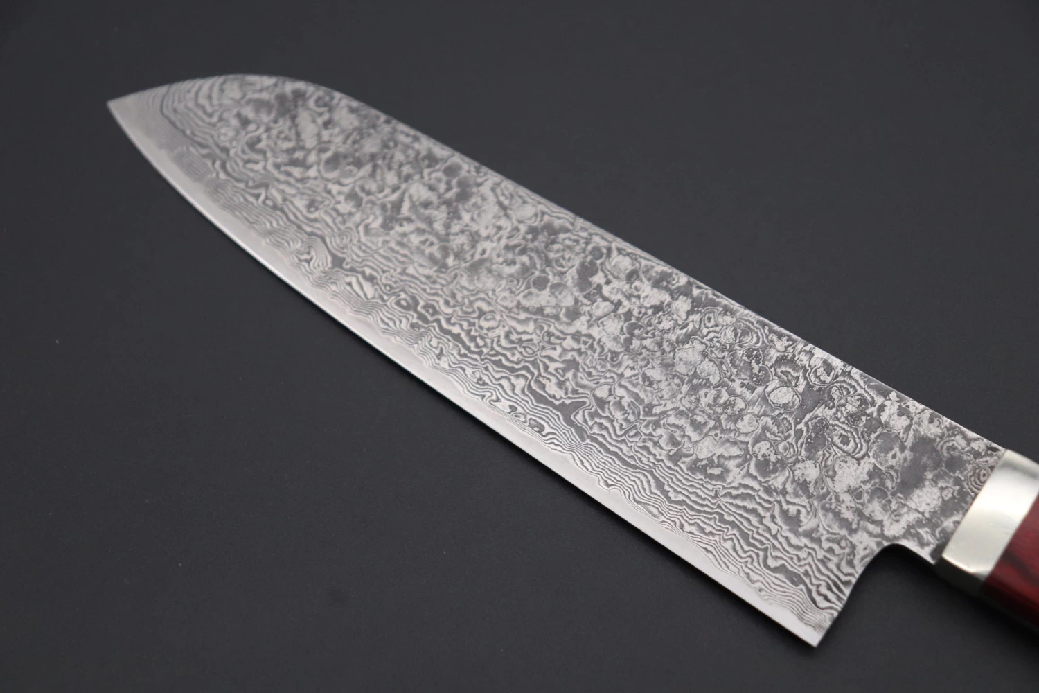 Mr. Itou “Luna Series” R-2 Custom Damascus Santoku 170mm (6.6 Inch, Red Wood-Micarta Handle (IT-189B) 2 Mr. Itou “Luna Series” R-2 Custom Damascus Santoku 170mm (6.6 Inch, Red Wood-Micarta Handle (IT-189B) - Image 2