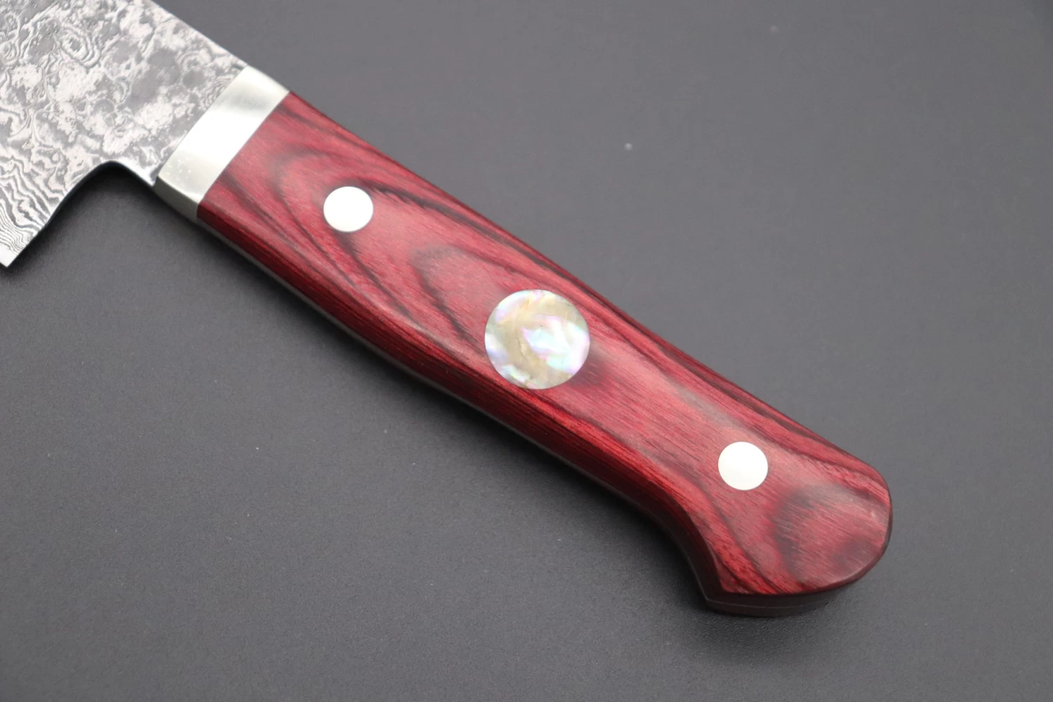 Mr. Itou “Luna Series” R-2 Custom Damascus Santoku 170mm (6.6 Inch, Red Wood-Micarta Handle (IT-189B) 3 Mr. Itou “Luna Series” R-2 Custom Damascus Santoku 170mm (6.6 Inch, Red Wood-Micarta Handle (IT-189B) - Image 3