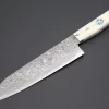 Mr. Itou “Luna Series” R-2 Custom Damascus Santoku 185mm (7.2 Inch) White Color Camel Bone Handle (IT-155)