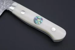 Mr. Itou “Luna Series” R-2 Custom Damascus Small Santoku 135mm (5.3 Inch ,White Color Camel Bone Handle)(IT-176) -Knife Sale Shop mr itou santoku mr itou luna series r 2 custom damascus small santoku 135mm 5 3 inch white color camel bone handle it 176 39852034818331 scaled