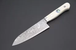 Mr. Itou “Luna Series” R-2 Custom Damascus Small Santoku 135mm (5.3 Inch ,White Color Camel Bone Handle)(IT-176)