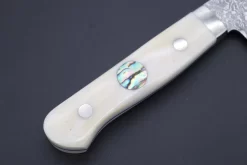 Mr. Itou “Luna Series” R-2 Custom Damascus Small Santoku 135mm (5.3 Inch ,White Color Camel Bone Handle)(IT-176) -Knife Sale Shop mr itou santoku mr itou luna series r 2 custom damascus small santoku 135mm 5 3 inch white color camel bone handle it 176 39852034883867 scaled