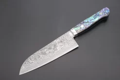Mr. Itou R-2 Custom Damascus Santoku 160mm (6.2 Inch, Abalone Handle, IT-210)