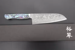 Mr. Itou R-2 Custom Damascus Santoku 160mm (6.2 Inch, Abalone Handle, IT-210) -Knife Sale Shop mr itou santoku mr itou r 2 custom damascus santoku 160mm 6 2 inch abalone handle it 210 43564950847771 scaled