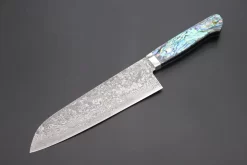 Mr. Itou R-2 Custom Damascus Santoku 170mm (6.6 Inch, Abalone Handle, IT-211)