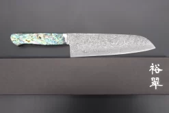 Mr. Itou R-2 Custom Damascus Santoku 170mm (6.6 Inch, Abalone Handle, IT-211) -Knife Sale Shop mr itou santoku mr itou r 2 custom damascus santoku 170mm 6 6 inch abalone handle it 211 43564974735643 scaled