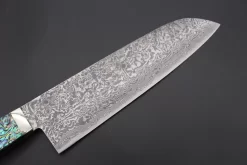 Mr. Itou R-2 Custom Damascus Santoku 170mm (6.6 Inch, Abalone Handle, IT-211) -Knife Sale Shop mr itou santoku mr itou r 2 custom damascus santoku 170mm 6 6 inch abalone handle it 211 43564974768411 scaled