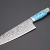 Mr. Itou R-2 Custom Damascus Santoku 175mm (6.8 Inch, "Custom Combination Handle(Turquoise Gem-Composite Stone/Abalone/Ironwood)" (IT-160)