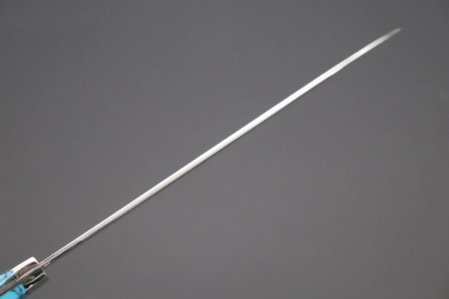 Mr. Itou R-2 Custom Damascus Santoku 175mm (6.8 Inch, "Custom Combination Handle(Turquoise Gem-Composite Stone/Abalone/Ironwood)" (IT-160) 5 Mr. Itou R-2 Custom Damascus Santoku 175mm (6.8 Inch, "Custom Combination Handle(Turquoise Gem-Composite Stone/Abalone/Ironwood)" (IT-160) - Image 5