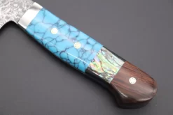 Mr. Itou R-2 Custom Damascus Santoku 175mm (6.8 Inch, "Custom Combination Handle(Turquoise Gem-Composite Stone/Abalone/Ironwood)" (IT-160) 8 Mr. Itou R-2 Custom Damascus Santoku 175mm (6.8 Inch, "Custom Combination Handle(Turquoise Gem-Composite Stone/Abalone/Ironwood)" (IT-160) -Knife Sale Shop mr itou santoku mr itou r 2 custom damascus santoku 175mm 6 8 inch custom combination handle turquoise gem composite stone abalone ironwood it 160 39846640714011 scaled