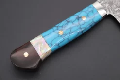 Mr. Itou R-2 Custom Damascus Santoku 175mm (6.8 Inch, "Custom Combination Handle(Turquoise Gem-Composite Stone/White Abalone/Ironwood)" (IT-159) 11 Mr. Itou R-2 Custom Damascus Santoku 175mm (6.8 Inch, "Custom Combination Handle(Turquoise Gem-Composite Stone/White Abalone/Ironwood)" (IT-159) -Knife Sale Shop mr itou santoku mr itou r 2 custom damascus santoku 175mm 6 8 inch custom combination handle turquoise gem composite stone white abalone ironwood it 159 39846612664603 scaled