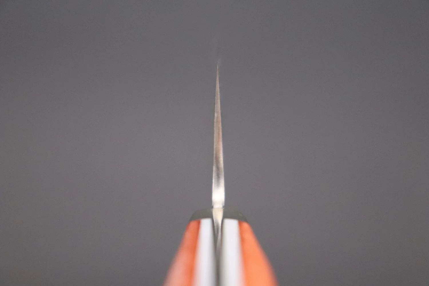 Mr. Itou R-2 Custom Damascus Santoku 180mm (7inch) "Sunny Orange Color Camel Bone Handle" (IT-902) 4 Mr. Itou R-2 Custom Damascus Santoku 180mm (7inch) "Sunny Orange Color Camel Bone Handle" (IT-902) - Image 4