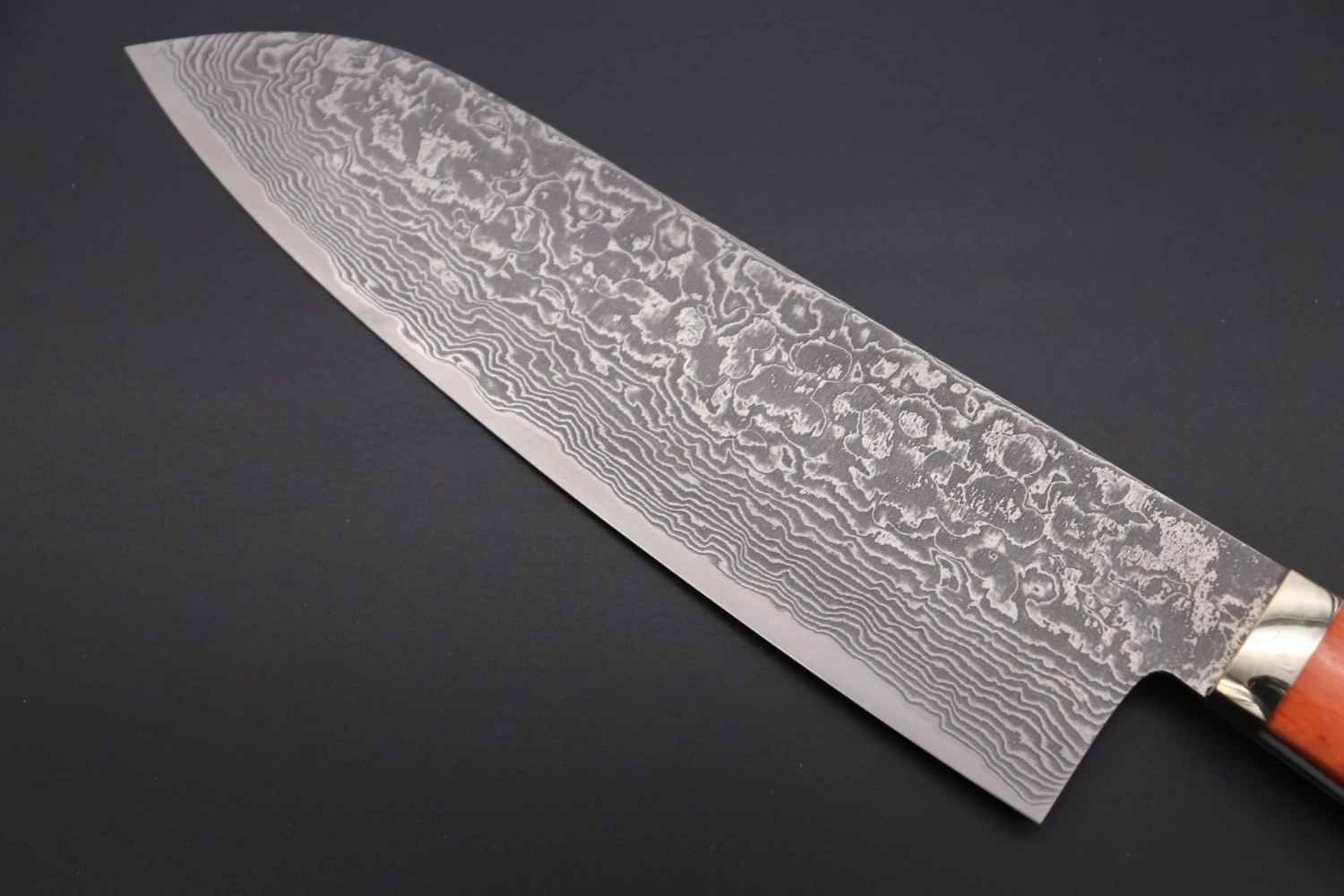 Mr. Itou R-2 Custom Damascus Santoku 180mm (7inch) "Sunny Orange Color Camel Bone Handle" (IT-902) 2 Mr. Itou R-2 Custom Damascus Santoku 180mm (7inch) "Sunny Orange Color Camel Bone Handle" (IT-902) - Image 2