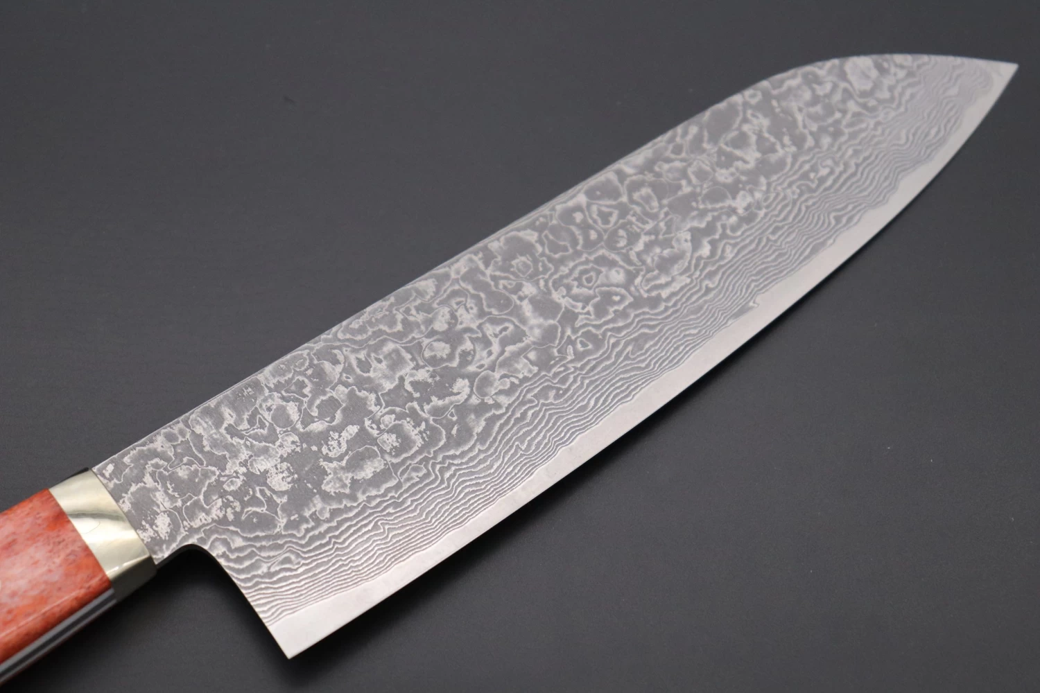 Mr. Itou R-2 Custom Damascus Santoku 180mm (7inch) "Sunny Orange Color Camel Bone Handle" (IT-902) 6 Mr. Itou R-2 Custom Damascus Santoku 180mm (7inch) "Sunny Orange Color Camel Bone Handle" (IT-902) - Image 6