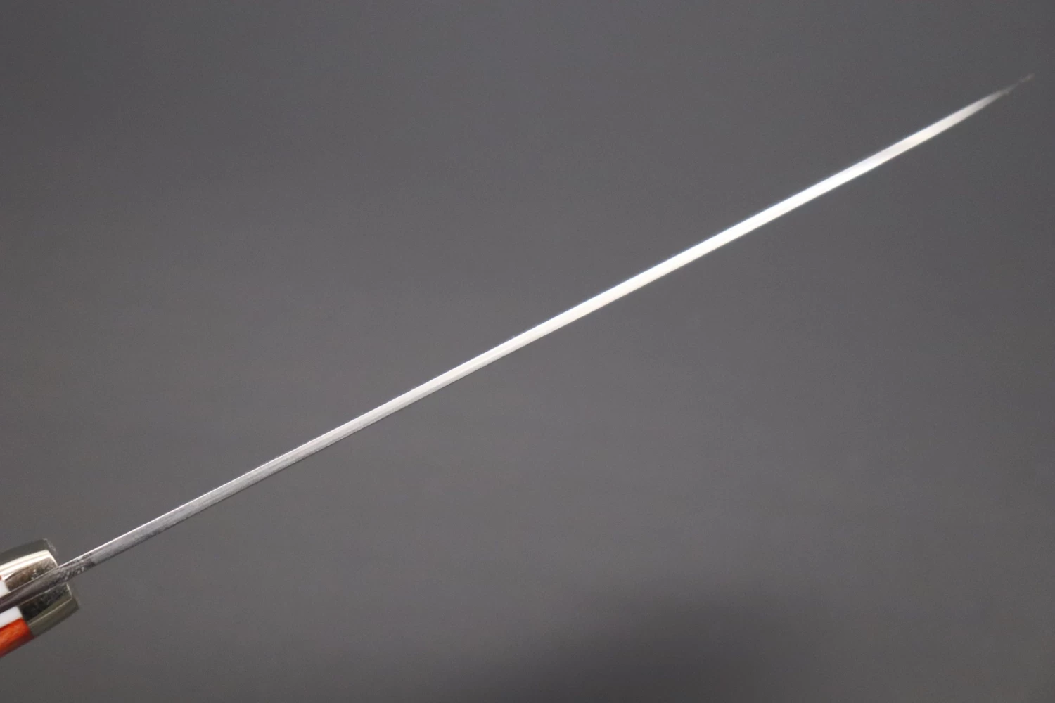 Mr. Itou R-2 Custom Damascus Santoku 180mm (7inch) "Sunny Orange Color Camel Bone Handle" (IT-902) 5 Mr. Itou R-2 Custom Damascus Santoku 180mm (7inch) "Sunny Orange Color Camel Bone Handle" (IT-902) - Image 5