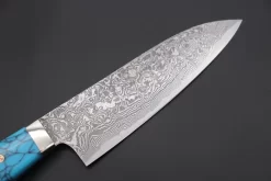 Mr. Itou R-2 Custom Damascus Small Santoku 130mm (5.1 Inch ,Turquoise Gem-Composite Stone Handle, IT-195) 13 Mr. Itou R-2 Custom Damascus Small Santoku 130mm (5.1 Inch ,Turquoise Gem-Composite Stone Handle, IT-195) -Knife Sale Shop mr itou santoku mr itou r 2 custom damascus small santoku 130mm 5 1 inch turquoise gem composite stone handle it 195 43519106056475 scaled
