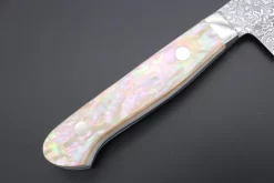 Mr. Itou R-2 Custom Damascus Small Santoku 130mm (5.1 Inch , White Abalone Handle, IT-194) -Knife Sale Shop mr itou santoku mr itou r 2 custom damascus small santoku 130mm 5 1 inch white abalone handle it 194 43519087149339 scaled
