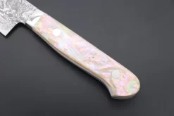Mr. Itou R-2 Custom Damascus Small Santoku 130mm (5.1 Inch , White Abalone Handle, IT-194) -Knife Sale Shop mr itou santoku mr itou r 2 custom damascus small santoku 130mm 5 1 inch white abalone handle it 194 43519087214875 scaled
