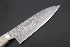 Mr. Itou R-2 Custom Damascus Small Santoku 130mm (5.1 Inch , White Abalone Handle, IT-194) -Knife Sale Shop mr itou santoku mr itou r 2 custom damascus small santoku 130mm 5 1 inch white abalone handle it 194 43519087247643 scaled