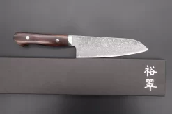Mr. Itou R-2 Custom Damascus Small Santoku 150mm (5.9 Inch, Ironwood Handle" (IT-209) -Knife Sale Shop mr itou santoku mr itou r 2 custom damascus small santoku 150mm 5 9 inch ironwood handle it 209 43564928925979 scaled