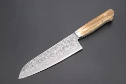 Mr. Itou "Treasure Hunter Series" R-2 Custom Damascus Santoku 170mm (6.6 Inch, Mammoth Tusk Ivory Handle, IT-214)