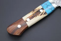 Mr. Itou "Treasure Hunter Series" R-2 Custom Damascus Santoku 175mm (6.8 Inch) "Custom Combination Handle (Turquoise Gem Stone/Sambar Stag/Ironwood)" (IT-158) 11 Mr. Itou "Treasure Hunter Series" R-2 Custom Damascus Santoku 175mm (6.8 Inch) "Custom Combination Handle (Turquoise Gem Stone/Sambar Stag/Ironwood)" (IT-158) -Knife Sale Shop mr itou santoku mr itou treasure hunter series r 2 custom damascus santoku 175mm 6 8 inch custom combination handle turquoise gem stone stag ironwood it 158 39846592807195 scaled