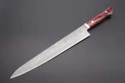 Mr. Itou R-2 Custom Damascus Sujihiki 275mm(10.8 Inch, Red Pakka Wood Handle, IT-927)