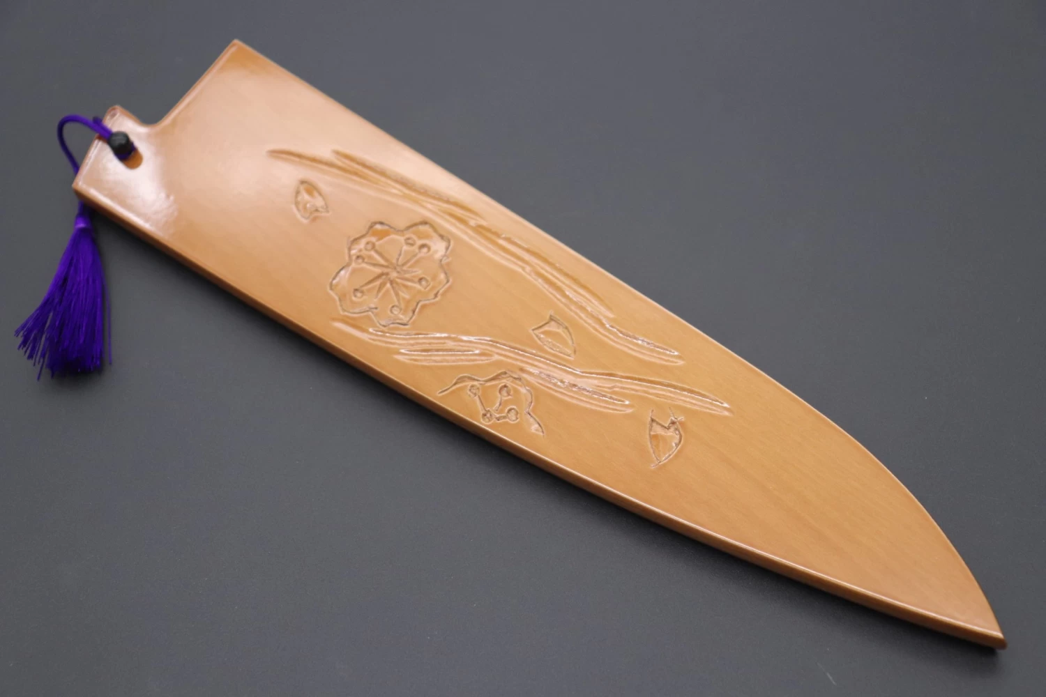 Custom Handmade Carved Wooden Saya For Gyuto 210mm (SAKURA, WS-210-7) 1 Custom Handmade Carved Wooden Saya For Gyuto 210mm (SAKURA, WS-210-7)