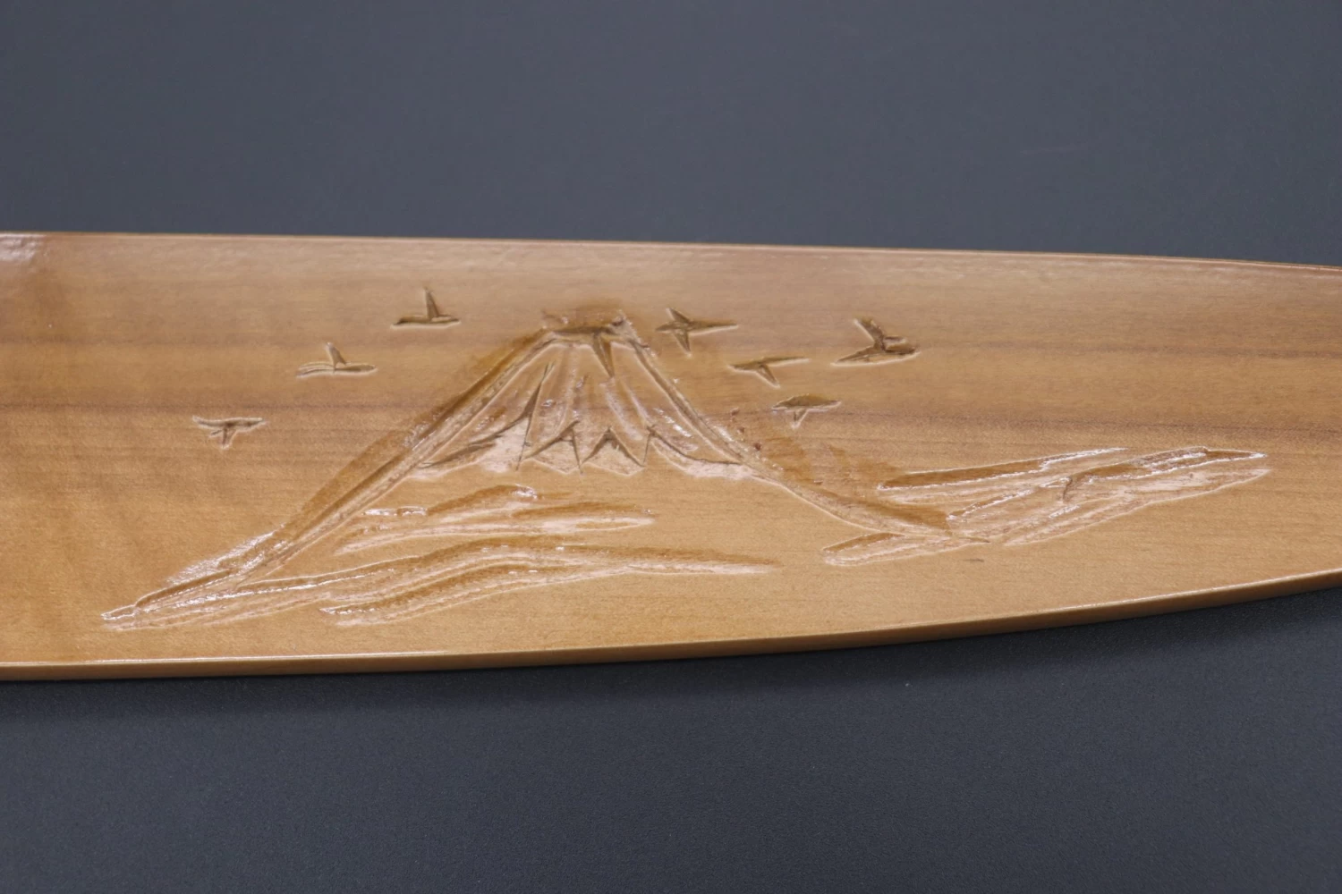 Custom Handmade Carved Wooden Saya For Gyuto 240mm (Mt. Fuji, WS-240-2) 2 Custom Handmade Carved Wooden Saya For Gyuto 240mm (Mt. Fuji, WS-240-2) - Image 2