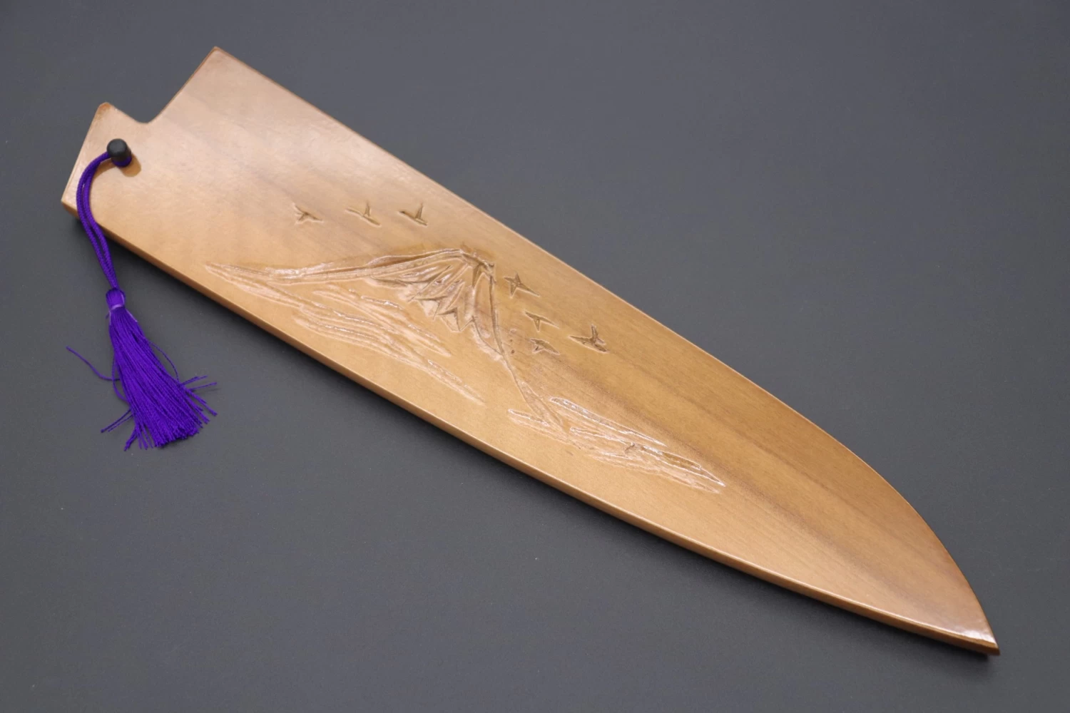 Custom Handmade Carved Wooden Saya For Gyuto 240mm (Mt. Fuji, WS-240-2) 1 Custom Handmade Carved Wooden Saya For Gyuto 240mm (Mt. Fuji, WS-240-2)