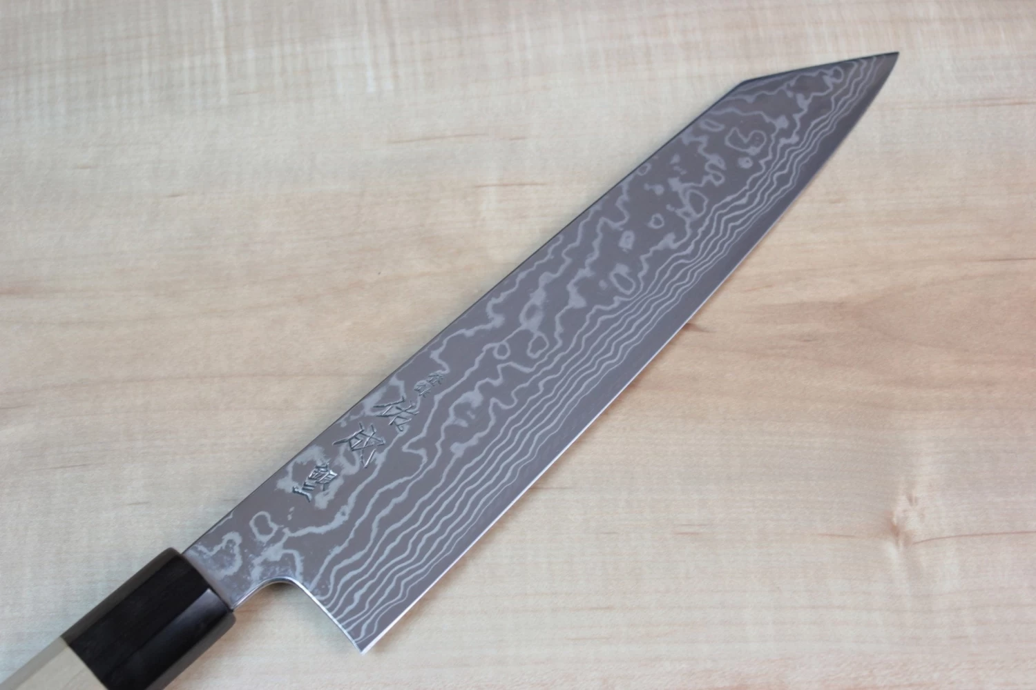 Sukenari Gingami No.3 Nickel Damascus Kiritsuke (210mm To 270mm, 3 Sizes, Octagon Shaped Magnolia Wood Handle) 2 Sukenari Gingami No.3 Nickel Damascus Kiritsuke (210mm To 270mm, 3 Sizes, Octagon Shaped Magnolia Wood Handle) - Image 2