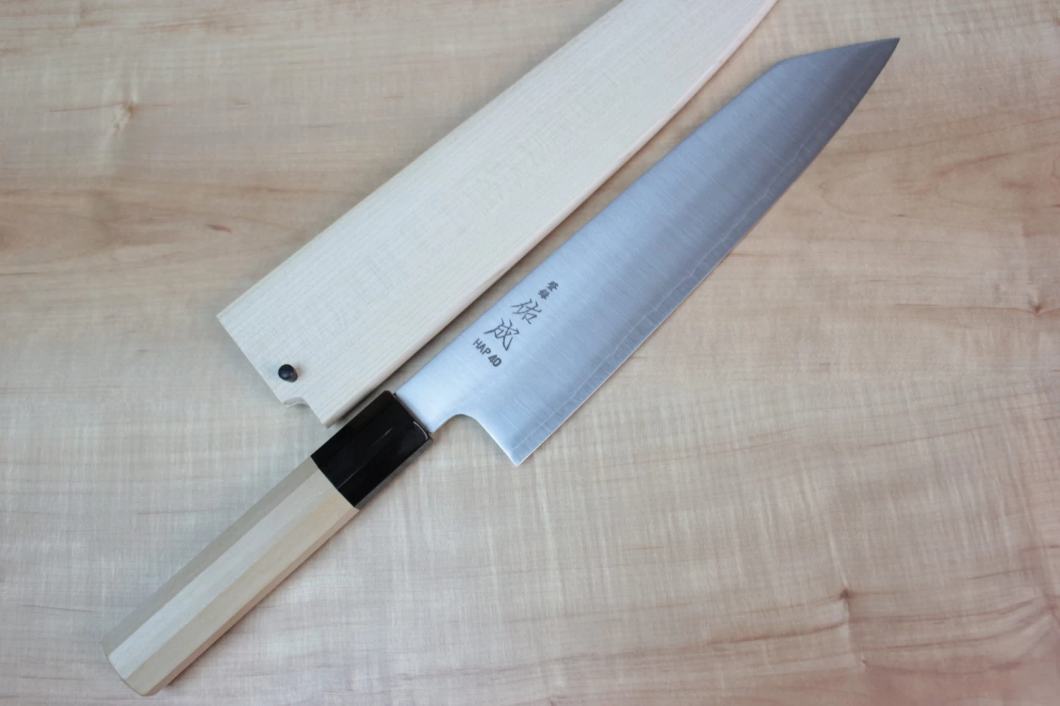 Sukenari HAP-40 Series Kiritsuke (210mm To 270mm, 3 Sizes, Octagon Shaped Magnolia Wood Handle) 1 Sukenari HAP-40 Series Kiritsuke (210mm To 270mm, 3 Sizes, Octagon Shaped Magnolia Wood Handle)