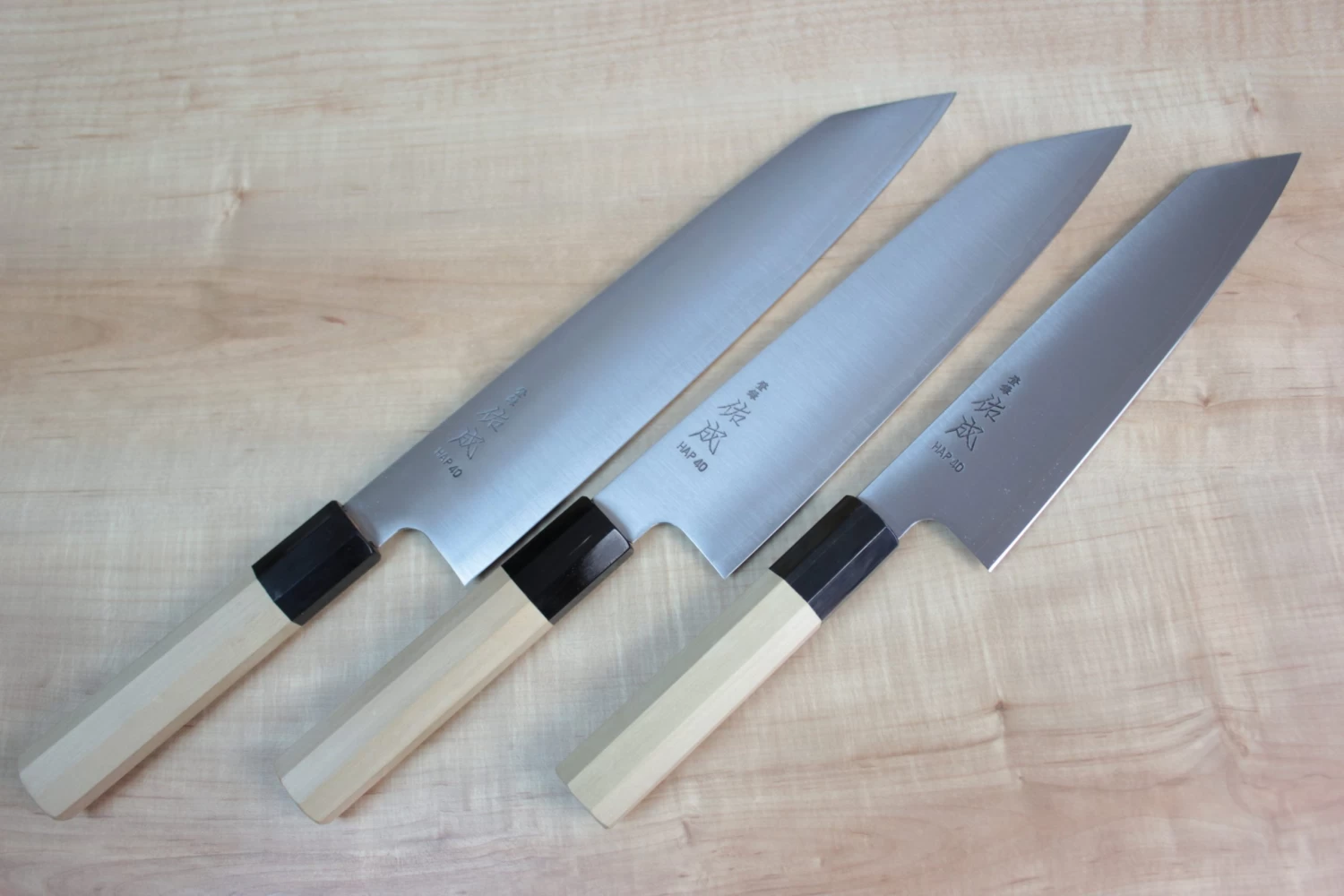 Sukenari HAP-40 Series Kiritsuke (210mm To 270mm, 3 Sizes, Octagon Shaped Magnolia Wood Handle) 5 Sukenari HAP-40 Series Kiritsuke (210mm To 270mm, 3 Sizes, Octagon Shaped Magnolia Wood Handle) - Image 5