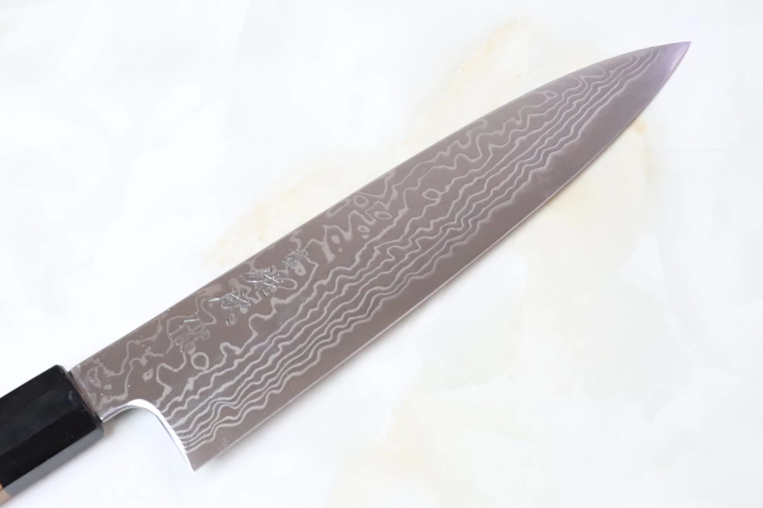 Sukenari ZDP-189 Nickel Damascus Wa Gyuto (210mm To 270mm, 3 Sizes, Octagonal Bocote Wood Handle) 2 Sukenari ZDP-189 Nickel Damascus Wa Gyuto (210mm To 270mm, 3 Sizes, Octagonal Bocote Wood Handle) - Image 2