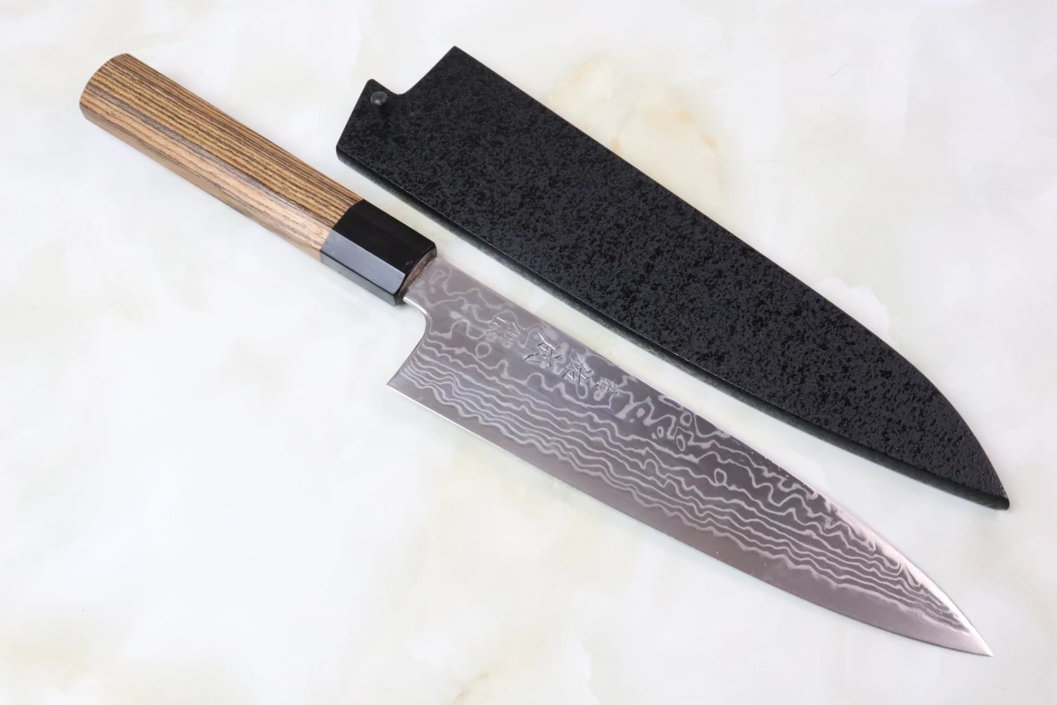 Sukenari ZDP-189 Nickel Damascus Wa Gyuto (210mm To 270mm, 3 Sizes, Octagonal Bocote Wood Handle) 1 Sukenari ZDP-189 Nickel Damascus Wa Gyuto (210mm To 270mm, 3 Sizes, Octagonal Bocote Wood Handle)