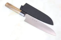 Sukenari HAP-40 Series HAP-2BB Wa Santoku 190mm (7.4 Inch, Octagonal Bocote Wood Handle With Water Buffalo Horn Ferrule)