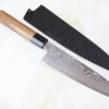 Sukenari ZDP-189 Nickel Damascus SZDP189-SB Wa Santoku 190mm (7.4 Inch, Octagon Shaped Bocote Wooden Handle)