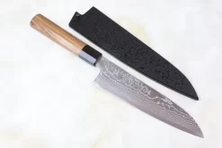 Sukenari ZDP-189 Nickel Damascus SZDP189-SB Wa Santoku 190mm (7.4 Inch, Octagon Shaped Bocote Wooden Handle)
