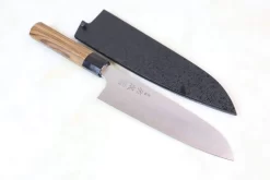 Sukenari ZDP-189 Wa Series SZDP-1SAB Wa Santoku 190mm (7.4 Inch, Octagon Shaped Bocote Wooden Handle)