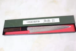 Sukenari Gingami No.3 Nickel Damascus Wa Sujihiki (240mm And 270mm, 2 Sizes, Octagon Shaped Ebony Wood Handle With Red Color Spacer) -Knife Sale Shop sukenari wa sujihiki sukenari gingami no 3 nickel damascus wa sujihiki 240mm and 270mm 2 sizes octagonal ebony wood handle with water buffalo horn ferrule 28361173893217 scaled