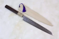 Sukenari R-2 Damascus SRD-8RW Kiritsuke-Slicer 210mm (8.2 Inch, Octagon Shaped Rose Wood Handle)