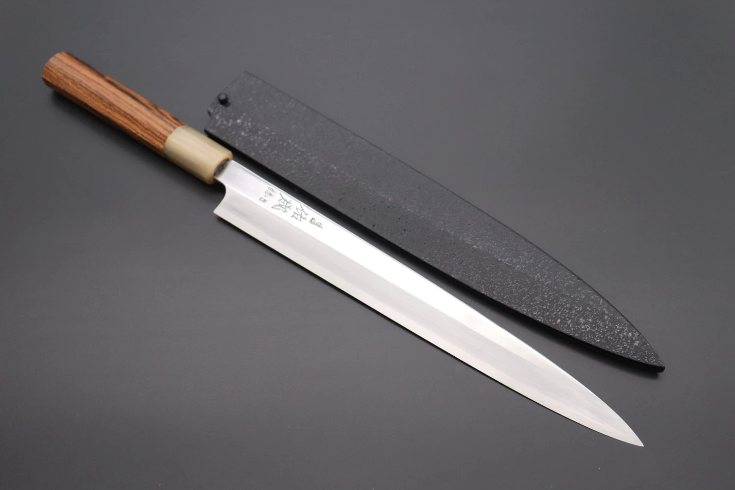 Sukenari Special Steel Series SG-II Hon Kasumi Yanagiba (240mm To 330mm, 4 Sizes, Octagon Shaped Bocote Wood Handle With Water Buffalo Horn Ferrule) 10 Sukenari Special Steel Series SG-II Hon Kasumi Yanagiba (240mm To 330mm, 4 Sizes, Octagon Shaped Bocote Wood Handle With Water Buffalo Horn Ferrule) - Image 10