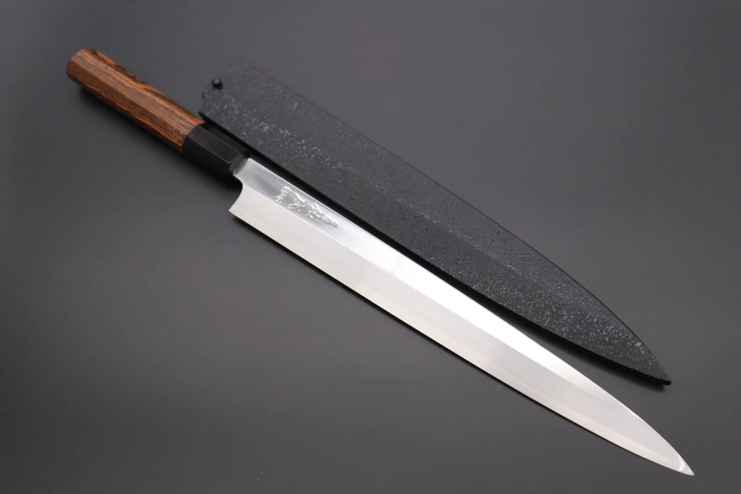 Sukenari Special Steel Series SG-II Hon Kasumi Yanagiba (240mm To 330mm, 4 Sizes, Octagon Shaped Bocote Wood Handle With Water Buffalo Horn Ferrule) 11 Sukenari Special Steel Series SG-II Hon Kasumi Yanagiba (240mm To 330mm, 4 Sizes, Octagon Shaped Bocote Wood Handle With Water Buffalo Horn Ferrule) - Image 11
