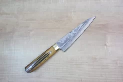 Takeshi Saji VG-10 Custom Damascus Wild Series Honesuki | Boning Knife 150mm (5.9 Inch, Stag Bone Handle)